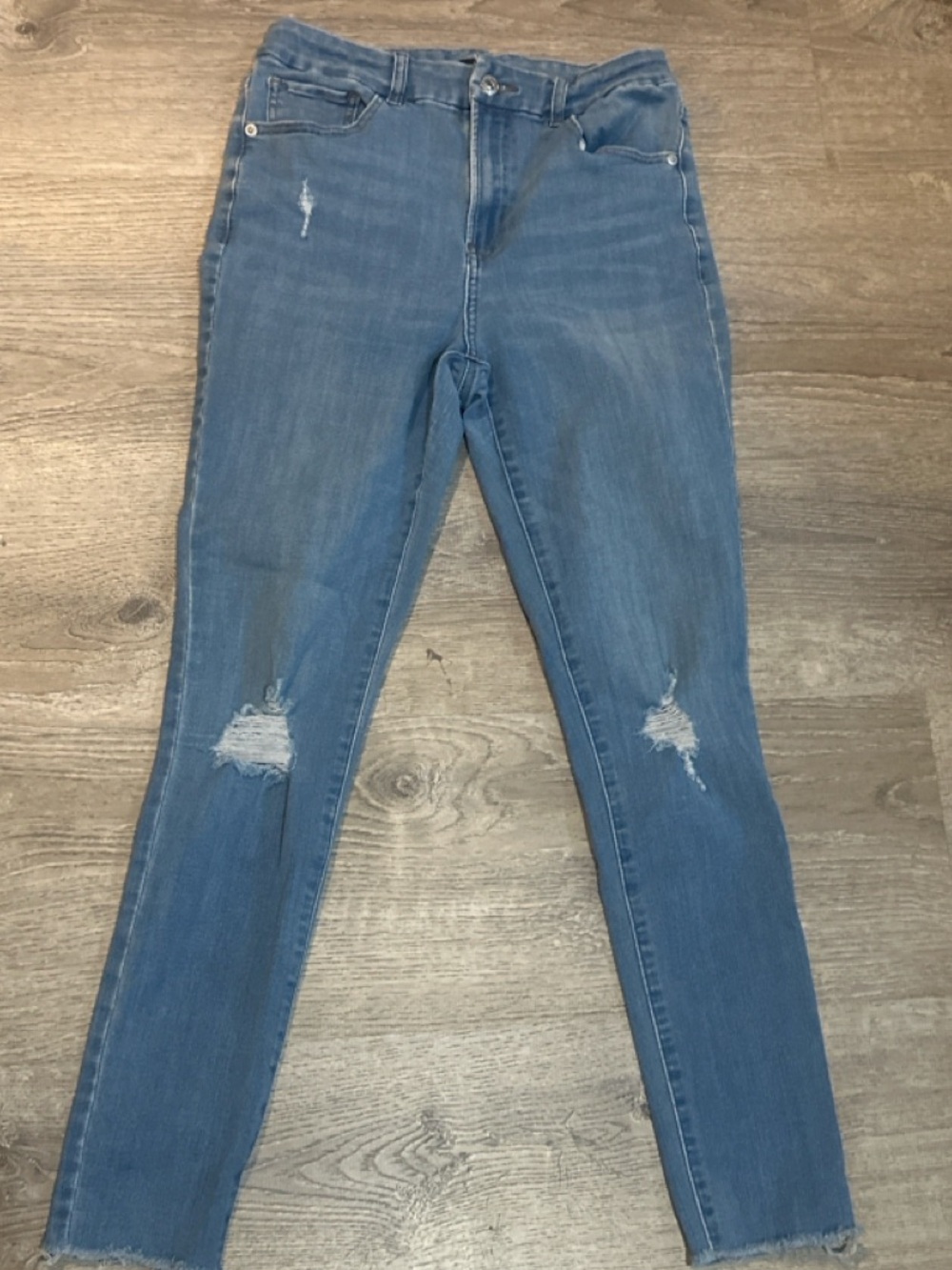 Express Distressed Skinny Jeans Women’s Size M High Rise Light Wash Fraye Denim